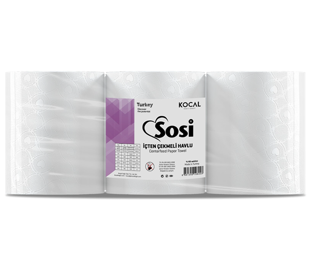 SOSİ İÇTEN ÇEKME KAĞIT HAVLU 21 CM-75 MT-4 KG