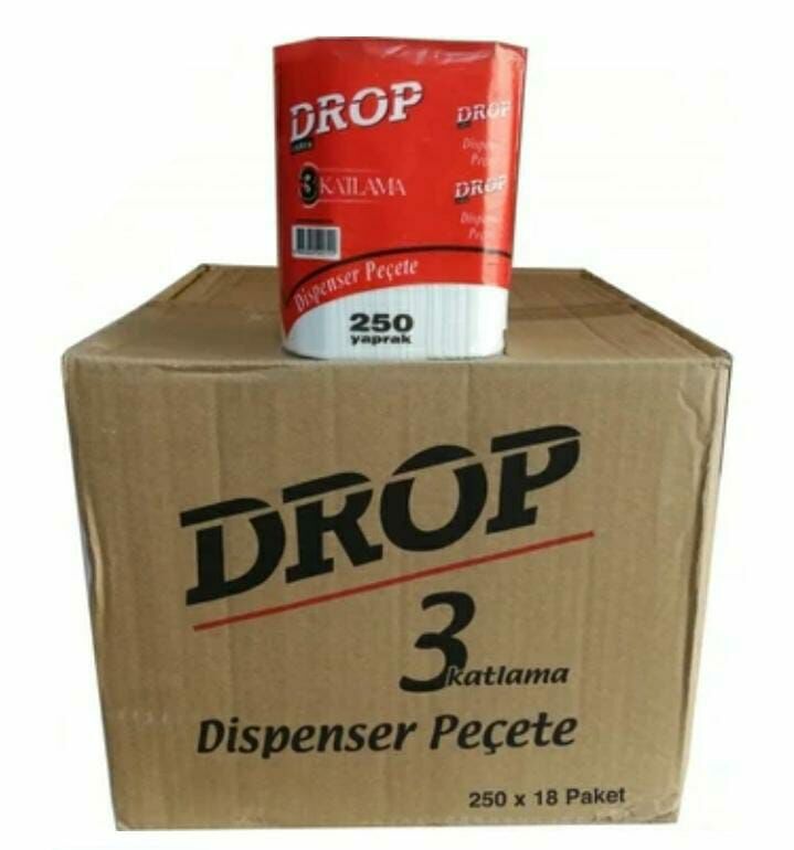 DROP DİSPENSER PEÇETE 3 KATLAMALI 250*18Lİ